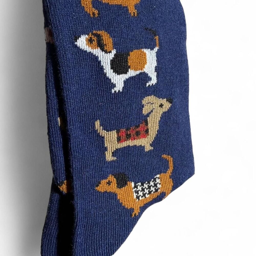 Navy blue socks with cute dog poodle designs | NEW | One size | Unisex - Picture 3 of 3